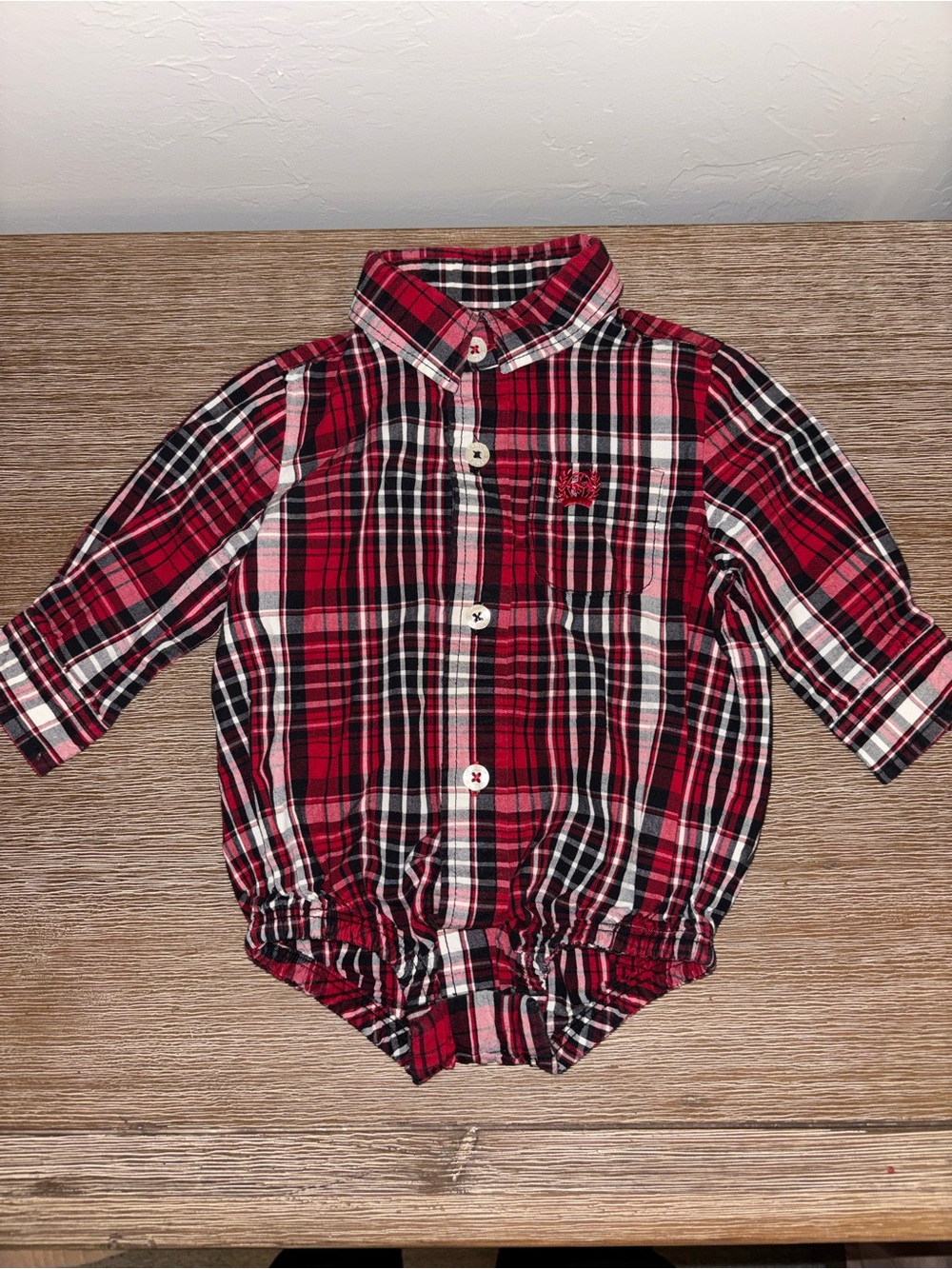 Cinch 3-6 months Baby Boy Red black Plaid Button Down Cowboy Shirt onesie